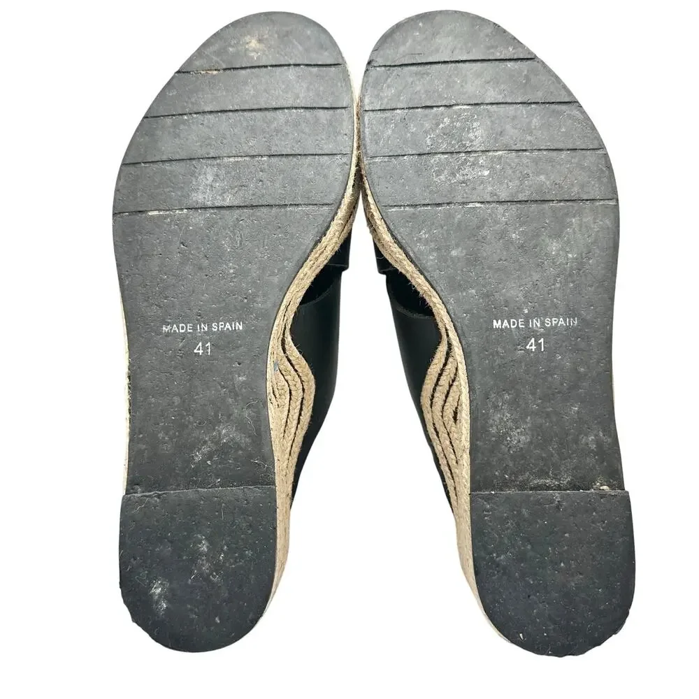 Casteller Espana | Women | Leather Cross Strap Espadrille Heeled Slides | 10.5